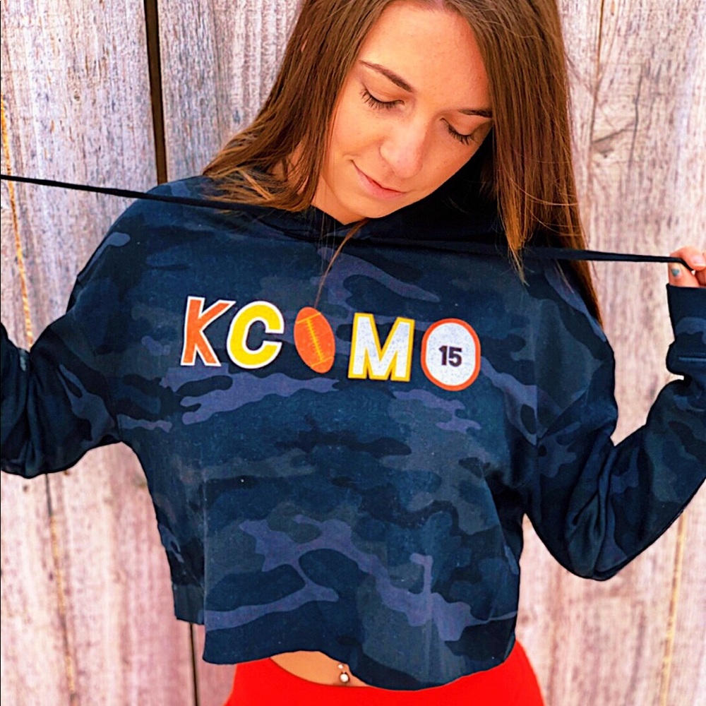 KCMO Cropped Camo Hoodie
